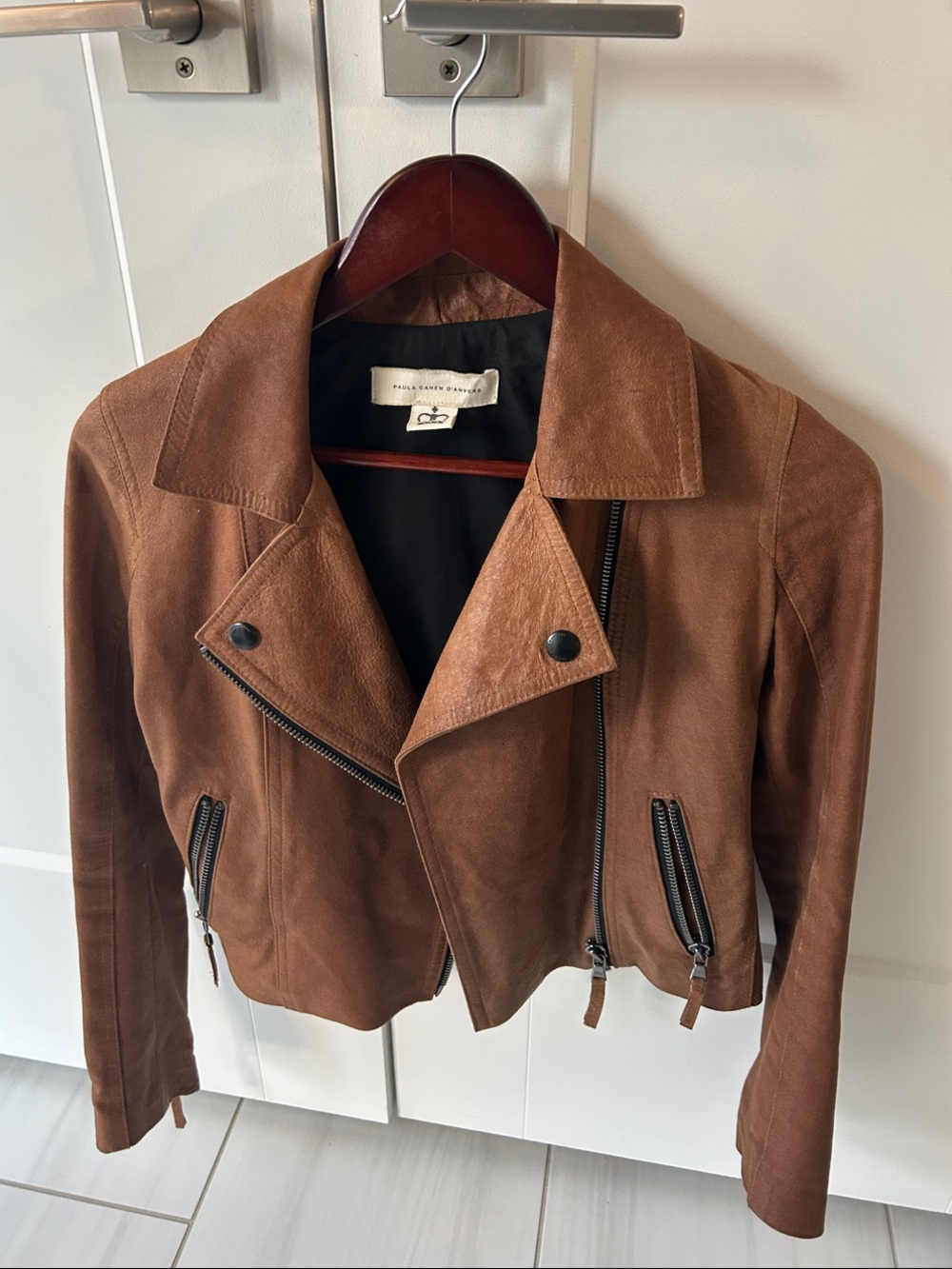 Womens Brown Suede Moto Jacket